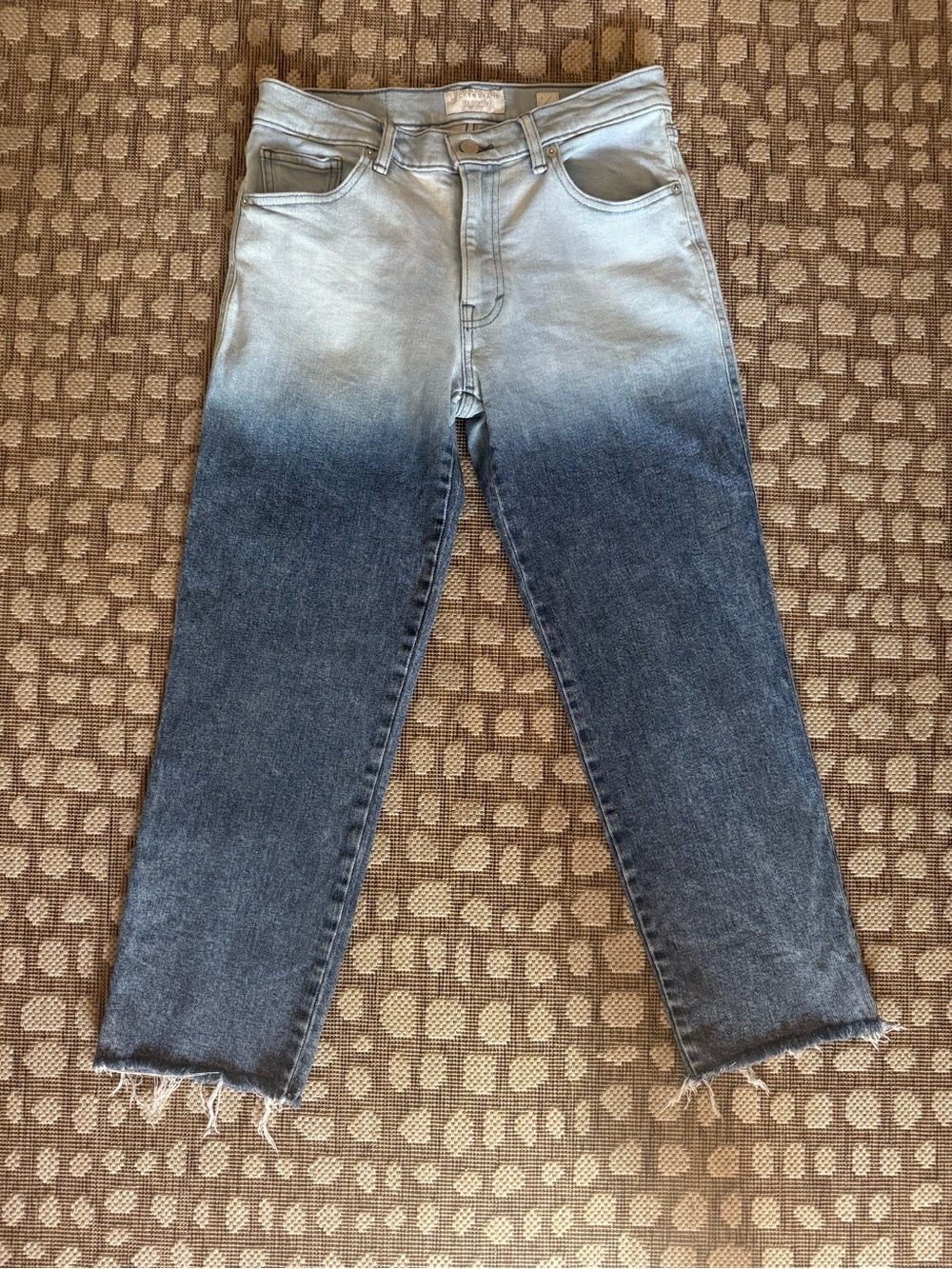 Lucky Brand Ombre Fade Jeans Cropped Raw Hem Light Wash to Dark Wash Size 6/28